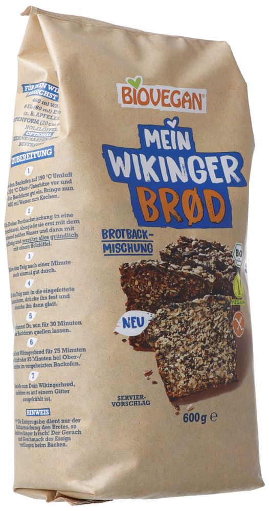 Biovegan Mein Wikinger Brod Brotbackmischung vegan Btl 600 g