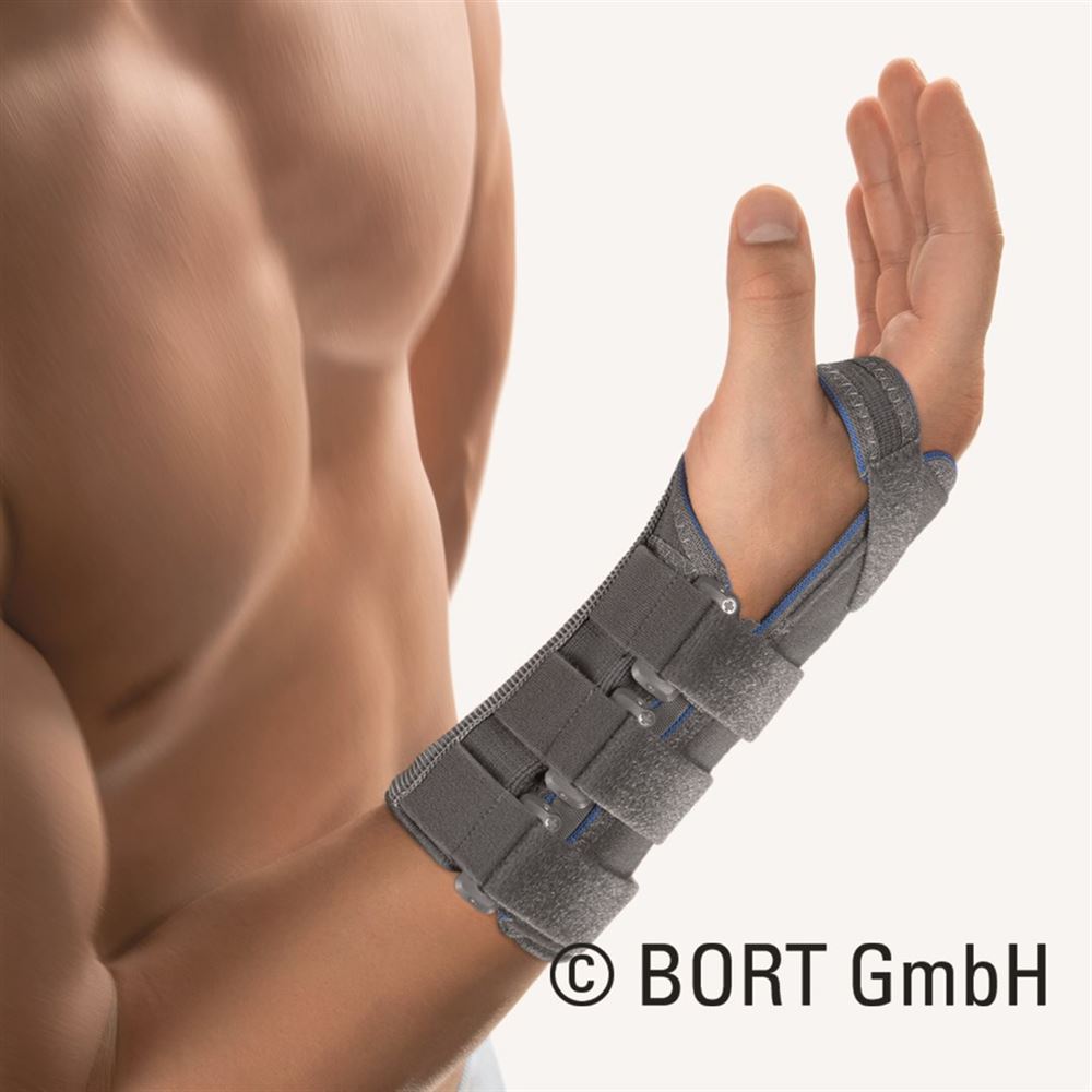 Bort Handgelenkstütze mit Alu-Schiene S links grau