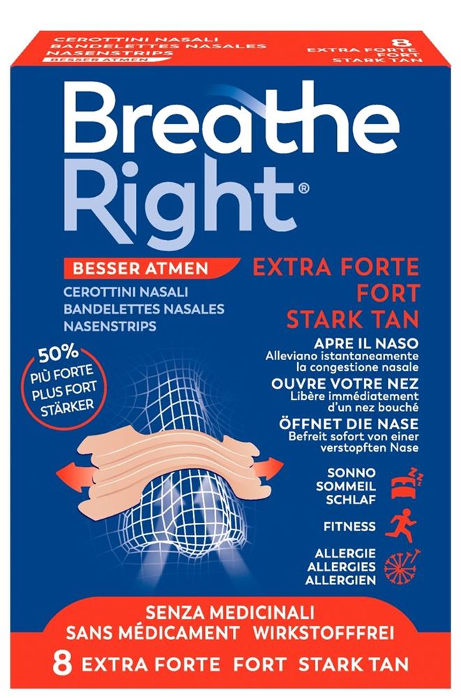 Breathe Right Nasenpflaster Extra Strenght TAN 8 Stk