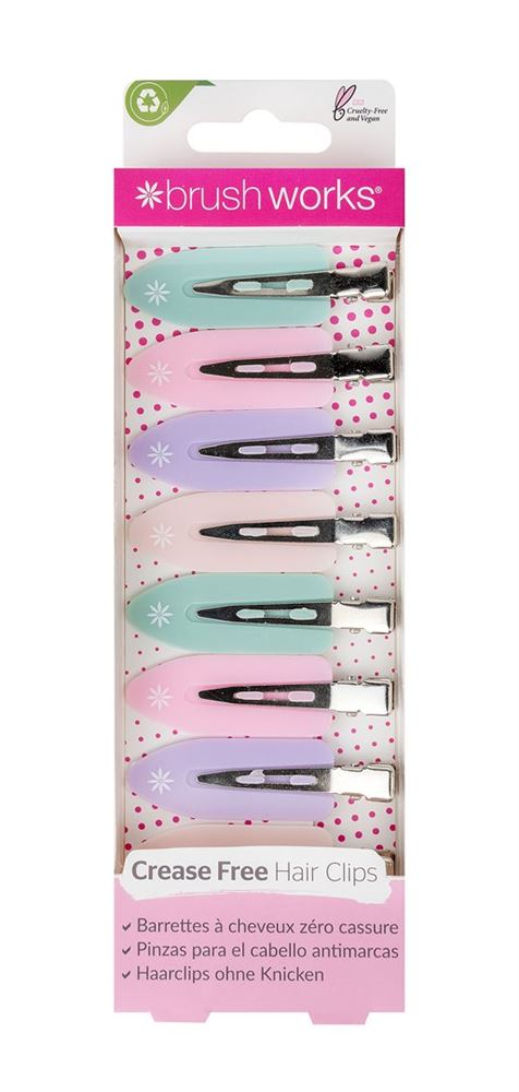 Brushworks Pastel No Crease Hair Clips Box 8 Stk