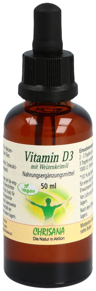 Chrisana Vitamin D3 mit Weizenkeimöl vegan Pip Fl 50 ml