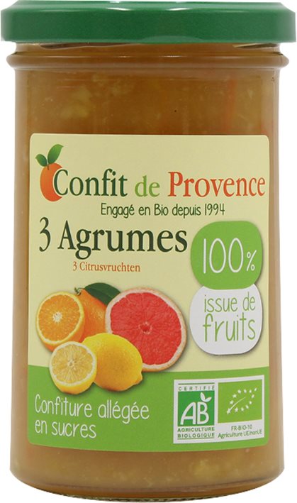 Confit de Provence Fruchtaufstrich 3 Zitrusfrüchte ohne Zuckerzusatz Glas 290 g