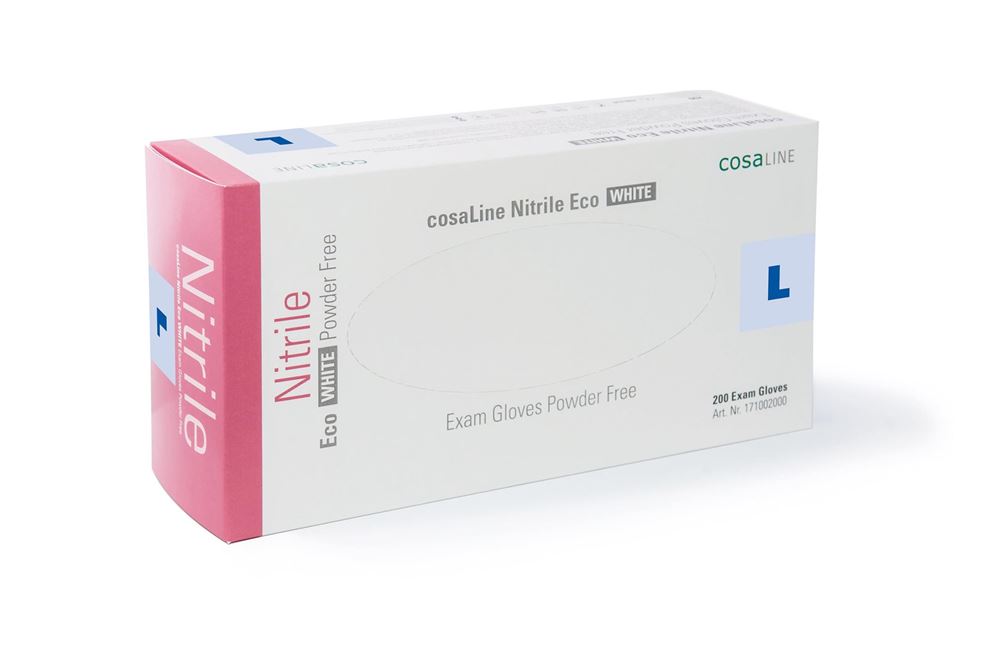 cosaLine Untersuchungshandschuhe L Nitril Eco weiss puderfrei 200 Stk