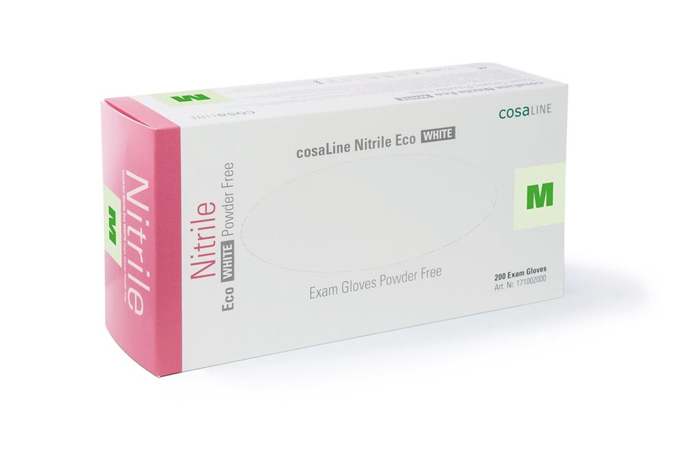 cosaLine Untersuchungshandschuhe M Nitril Eco weiss puderfrei 200 Stk