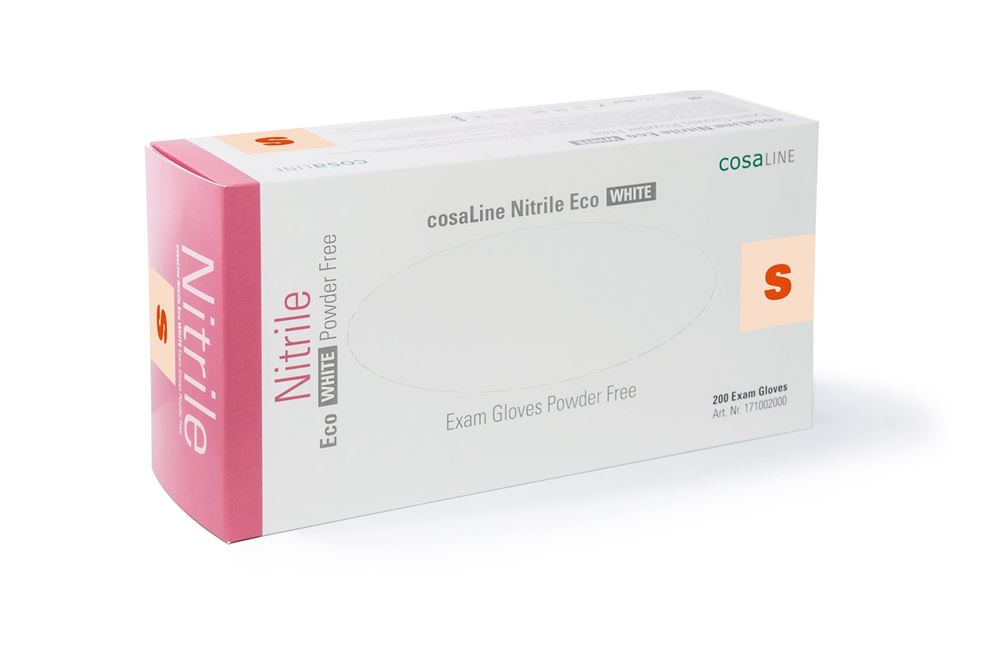 cosaLine Untersuchungshandschuhe S Nitril Eco weiss puderfrei 200 Stk