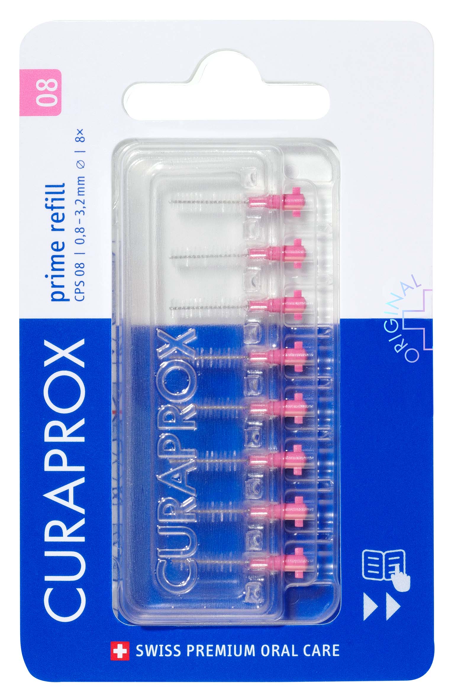 Curaprox CPS 08 prime refill Interdentalbürste pink 8 Stk