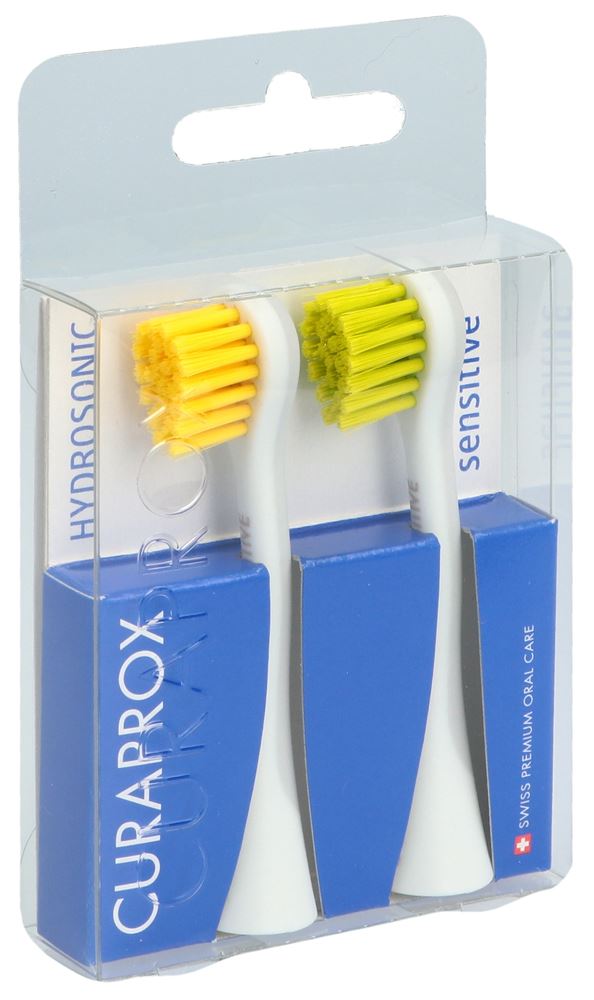 Curaprox Hydrosonic Ersatzbürstenkopf sensitive gelb-grün 1 Paar