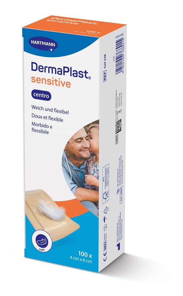 DermaPlast Sensitive Centro Strips 4x6cm beige 100 Stk
