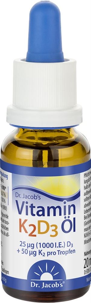 Dr. Jacob's Vitamin K2 D3 Öl 50 mcg 1000 IE All-Trans MK7 Pip Fl 20 ml