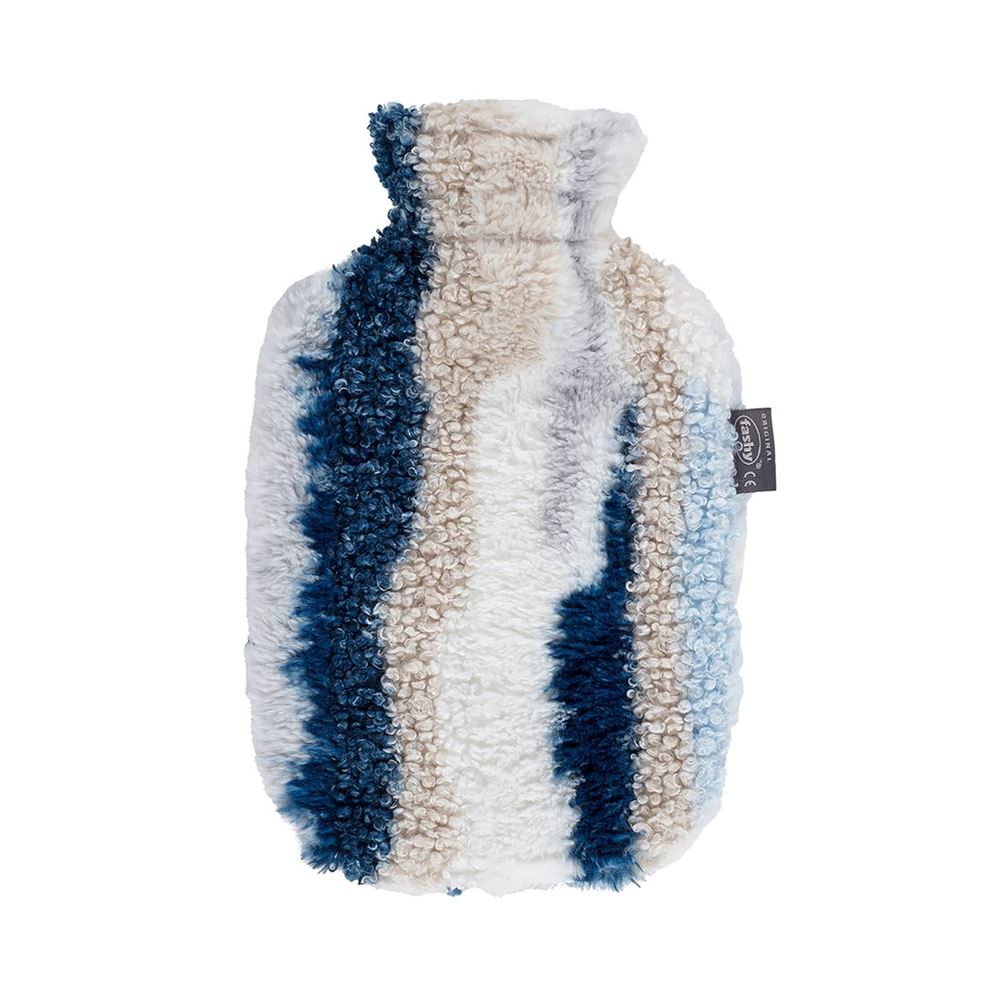 Fashy Wärmflasche 2l Flauschbezug blau/weiss marmoriert Thermoplastik