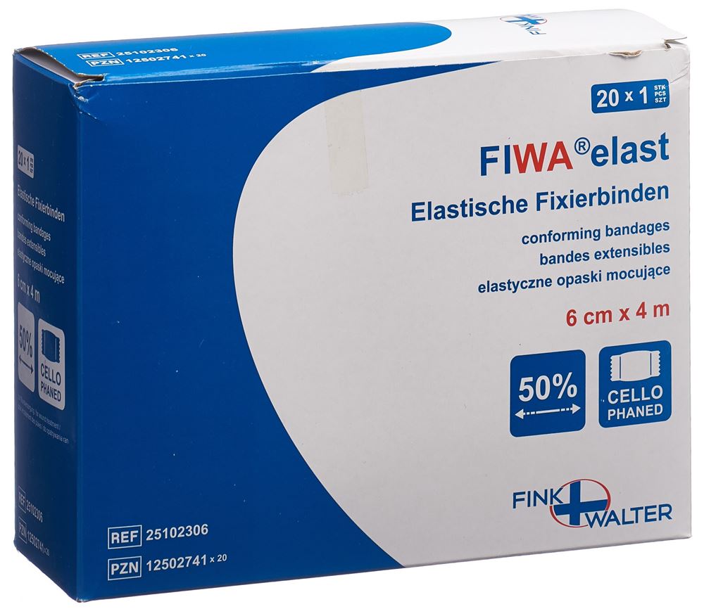 Fiwa elast Fixierbinden 6cmx4m weiss Cellux 20 Stk