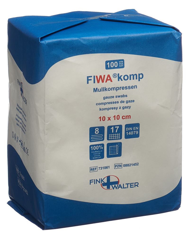 Fiwa komp Mullkompressen 10x10cm 100 Stk