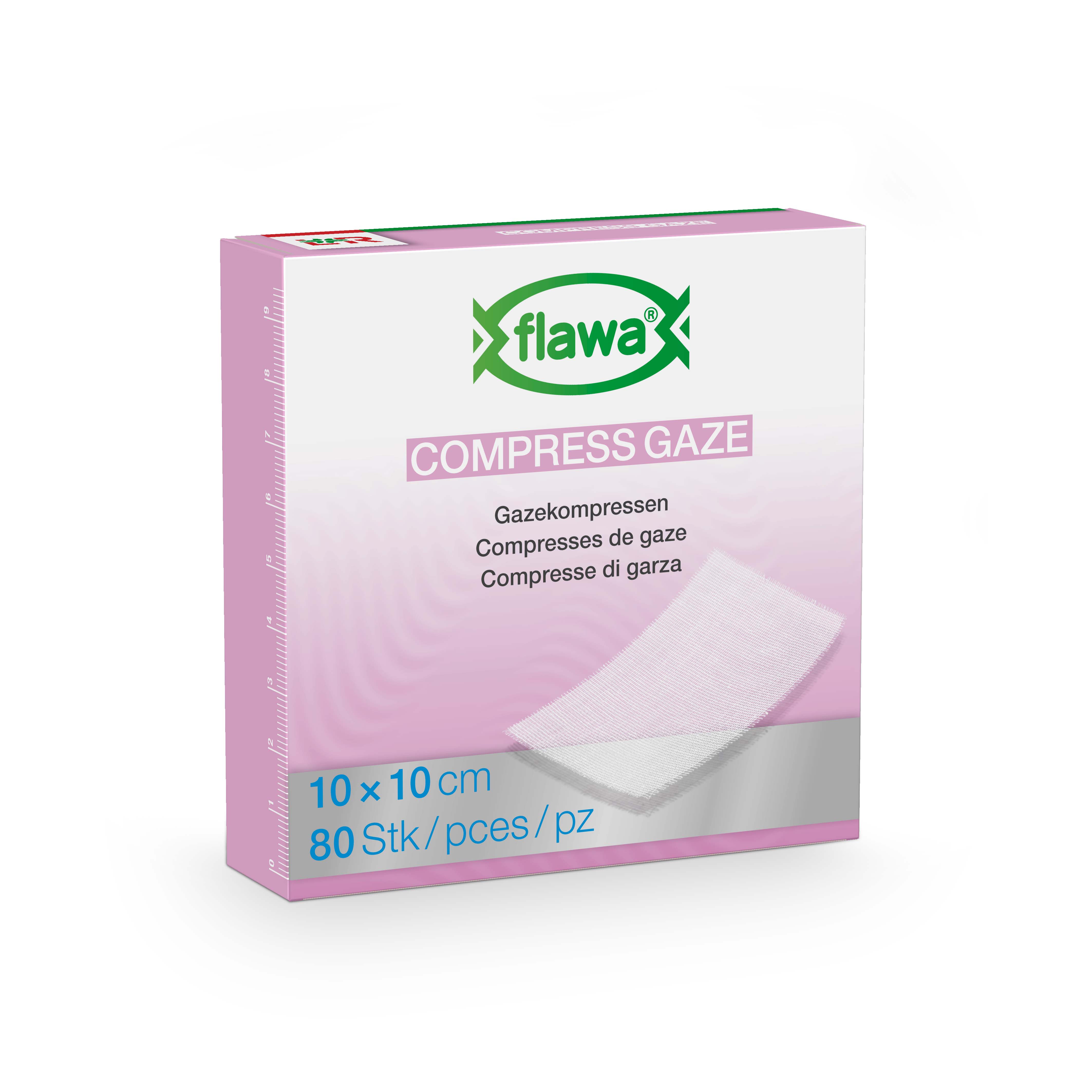 Flawa Gazekompressen geschnitten 10x10cm keimreduzierend behandelt 80 Stk