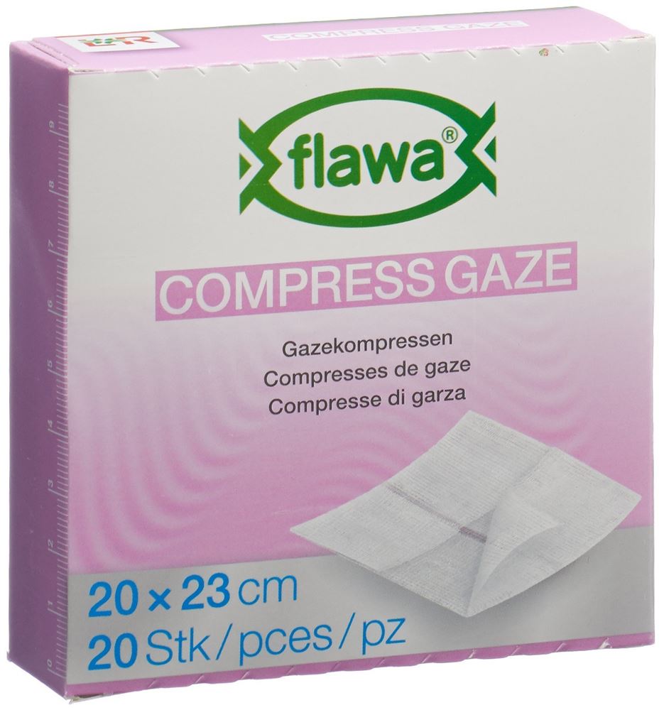 Flawa Gazekompressen geschnitten 20x23cm keimreduzierend behandelt 20 Stk