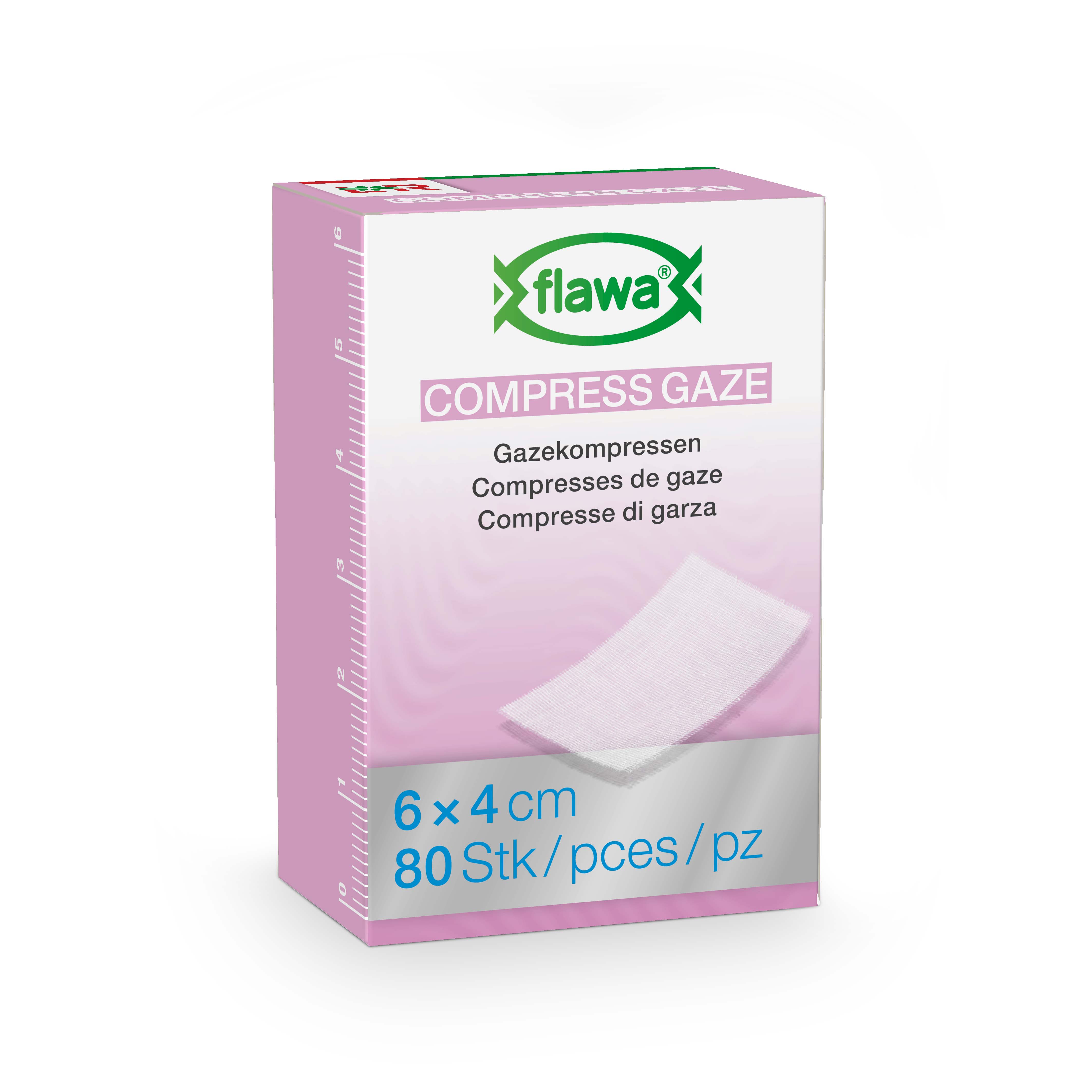 Flawa Gazekompressen geschnitten 4x6cm keimreduzierend behandelt 80 Stk