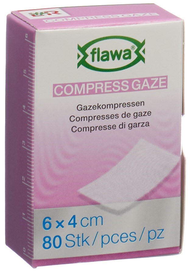 Flawa Gazekompressen geschnitten 4x6cm keimreduzierend behandelt 80 Stk