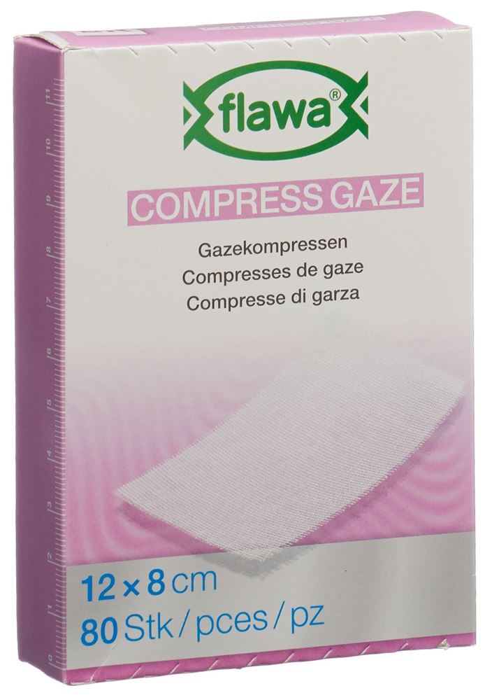 Flawa Gazekompressen geschnitten 8x12cm keimreduzierend behandelt 80 Stk