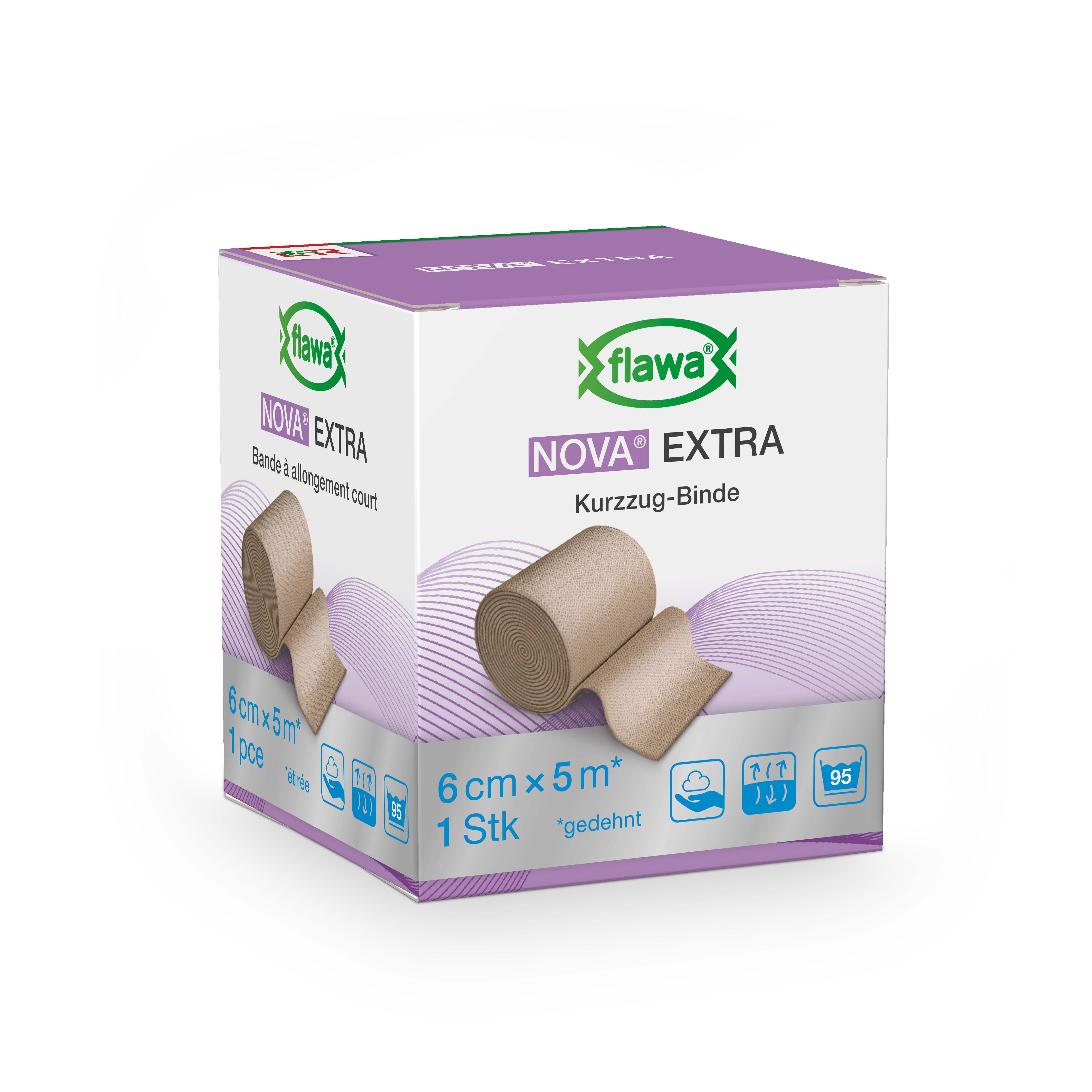 Flawa Nova Extra Kurzzugbinde 6cmx5m hautfarbig
