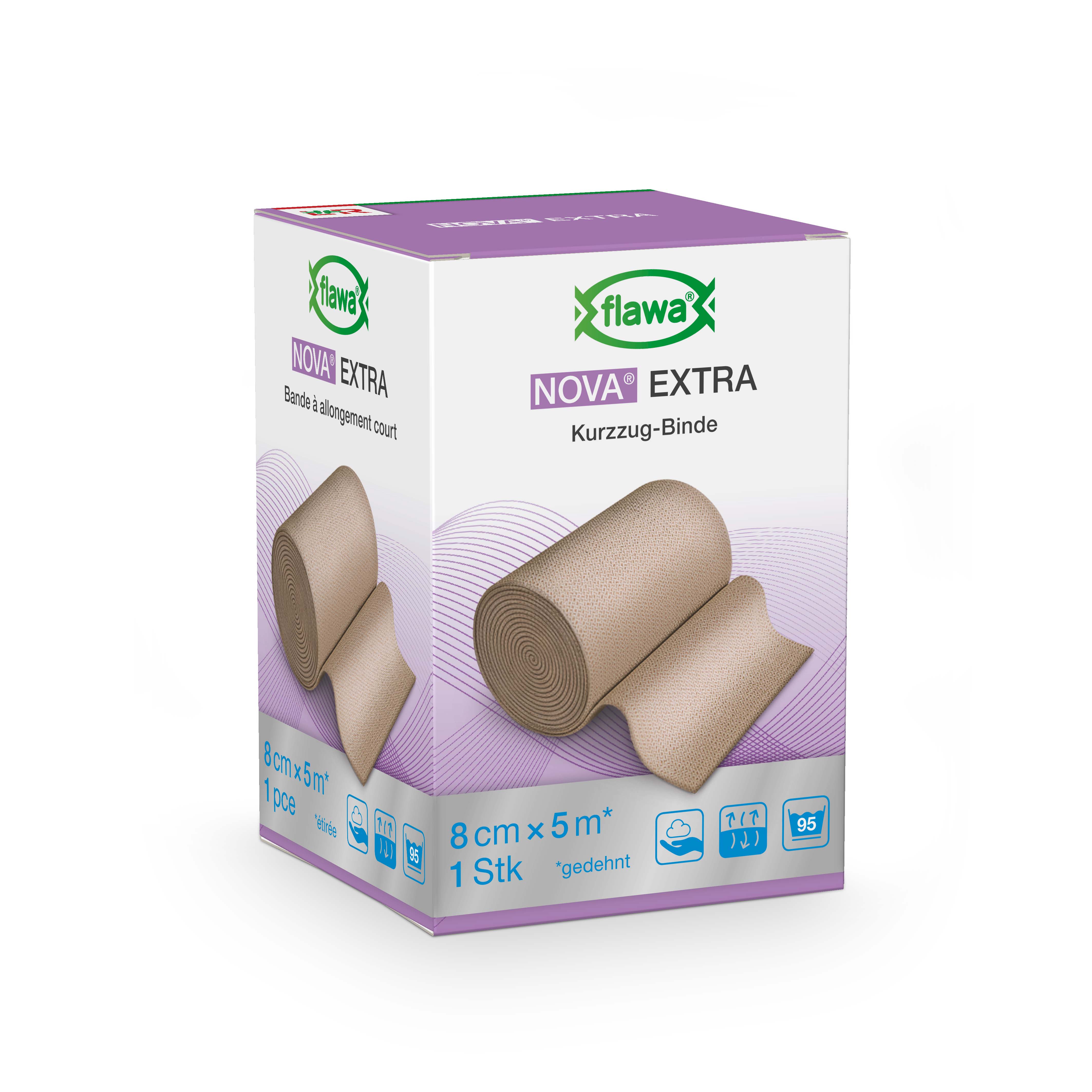 Flawa Nova Extra Kurzzugbinde 8cmx5m hautfarbig