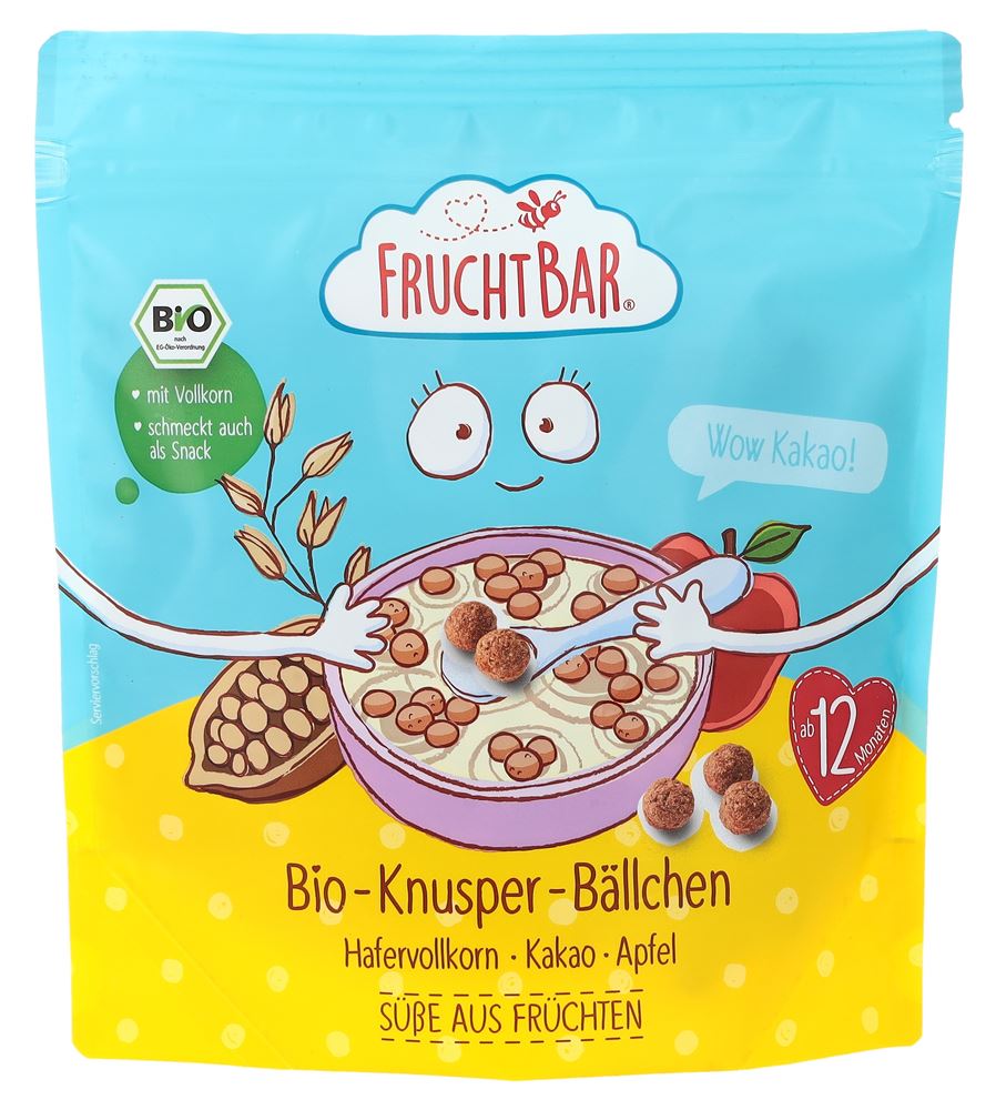 Fruchtbar Knusper-Bällchen Bio Wow Kakao Hafervollkorn-Kakao-Traube-Apfel Btl 125 g