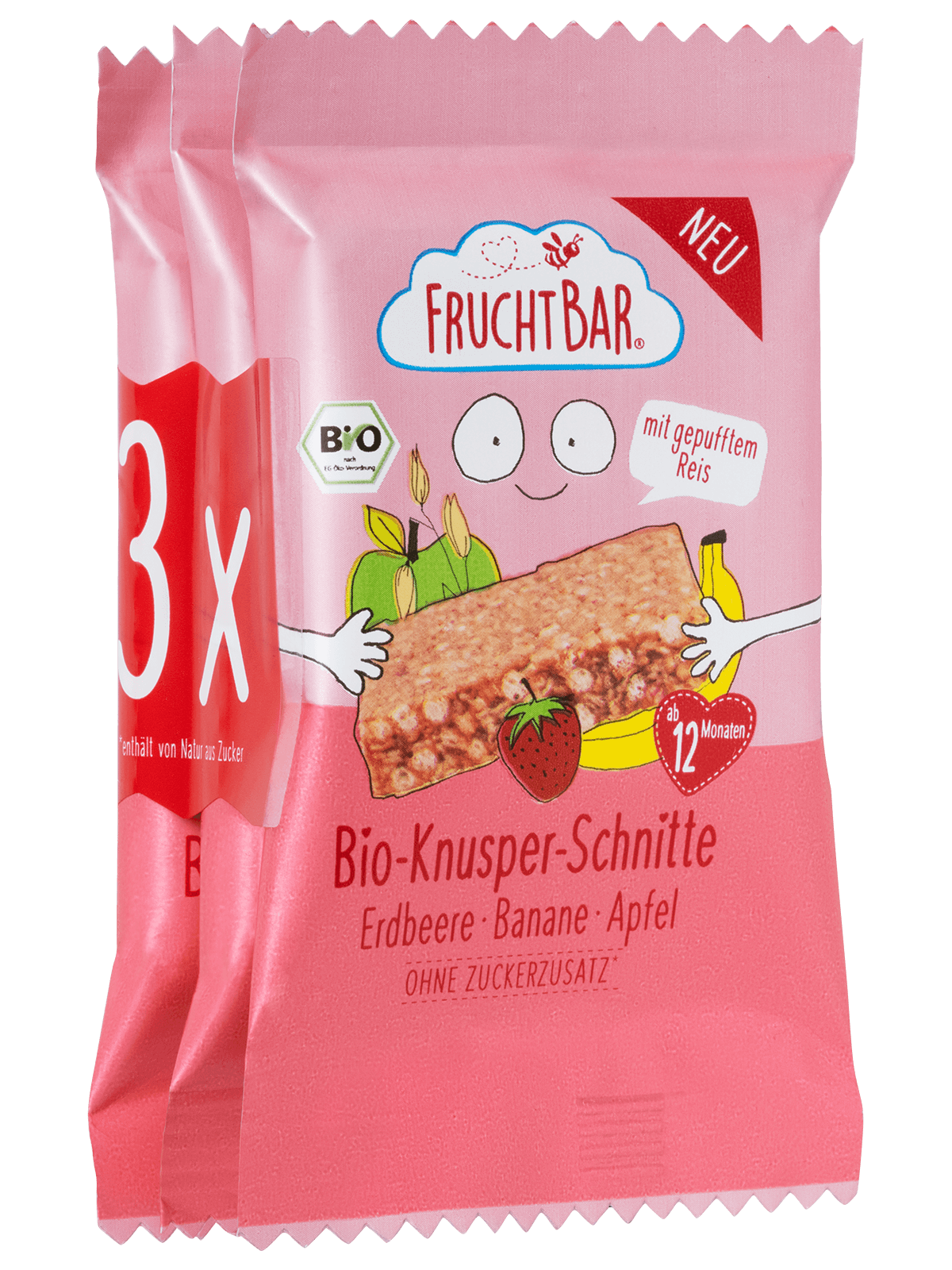 Fruchtbar Knusper Schnitte Bio Erdbeere Banane 3 x 23 g