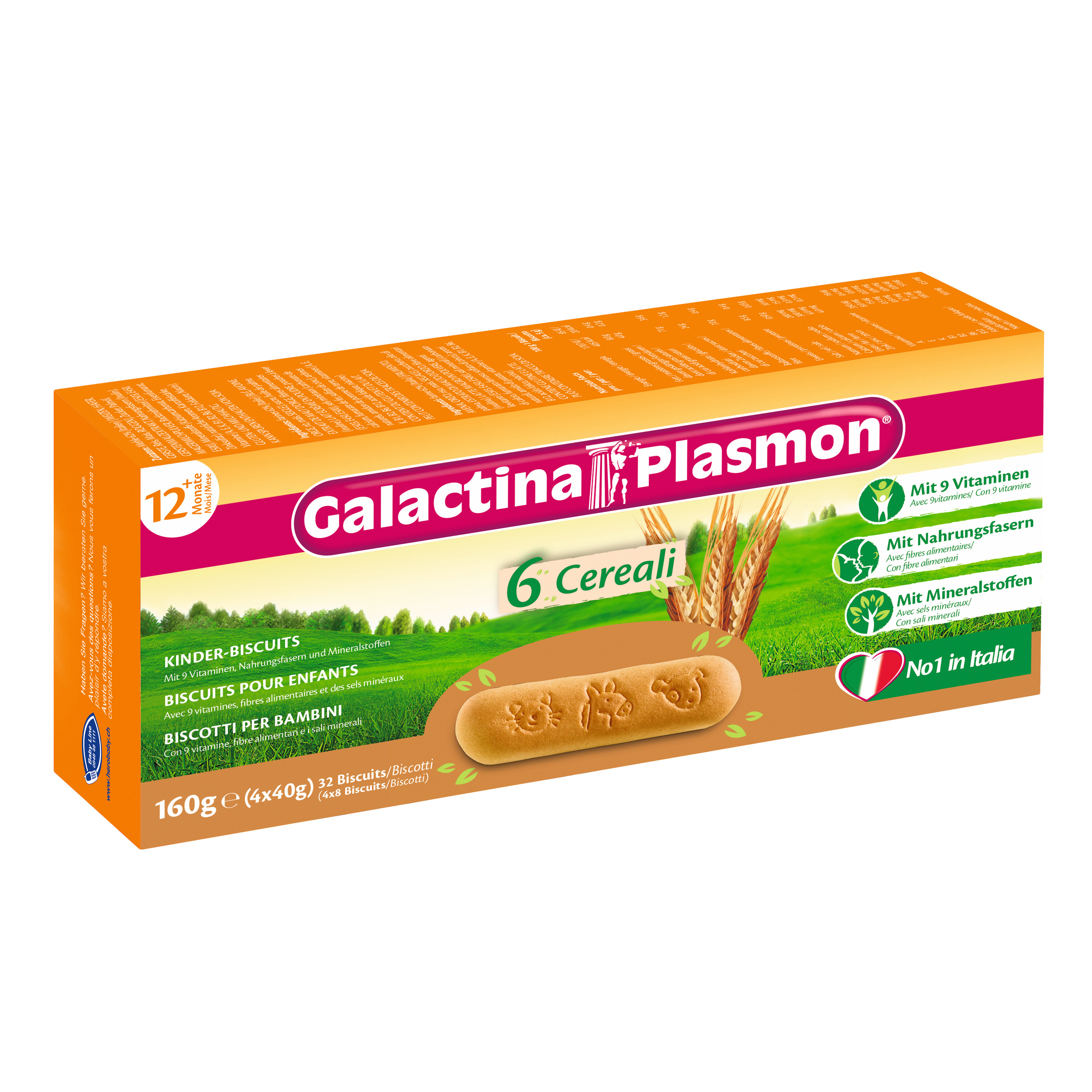 Galactina Plasmon 6 Cereali Kinder-Biscuits 4 x 40 g