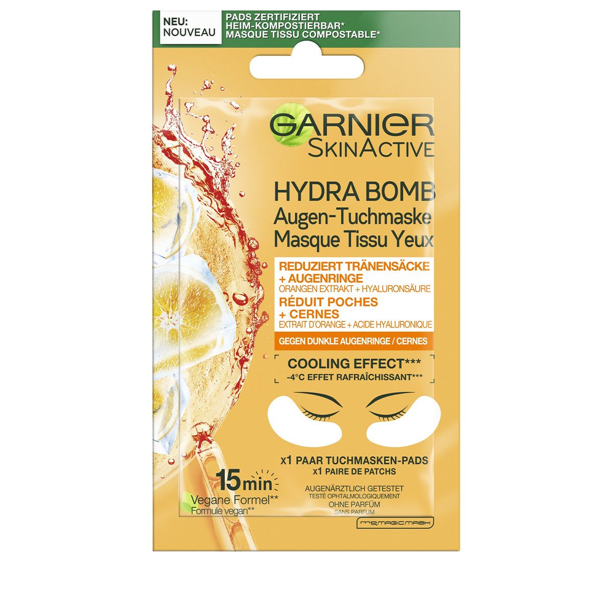 Garnier Augen-Tuchmaske Orangenextrakt + Hyaluronsäure 6 g