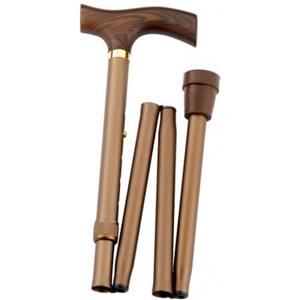 Gastrock Faltstock mit Hartholzgriff bronze