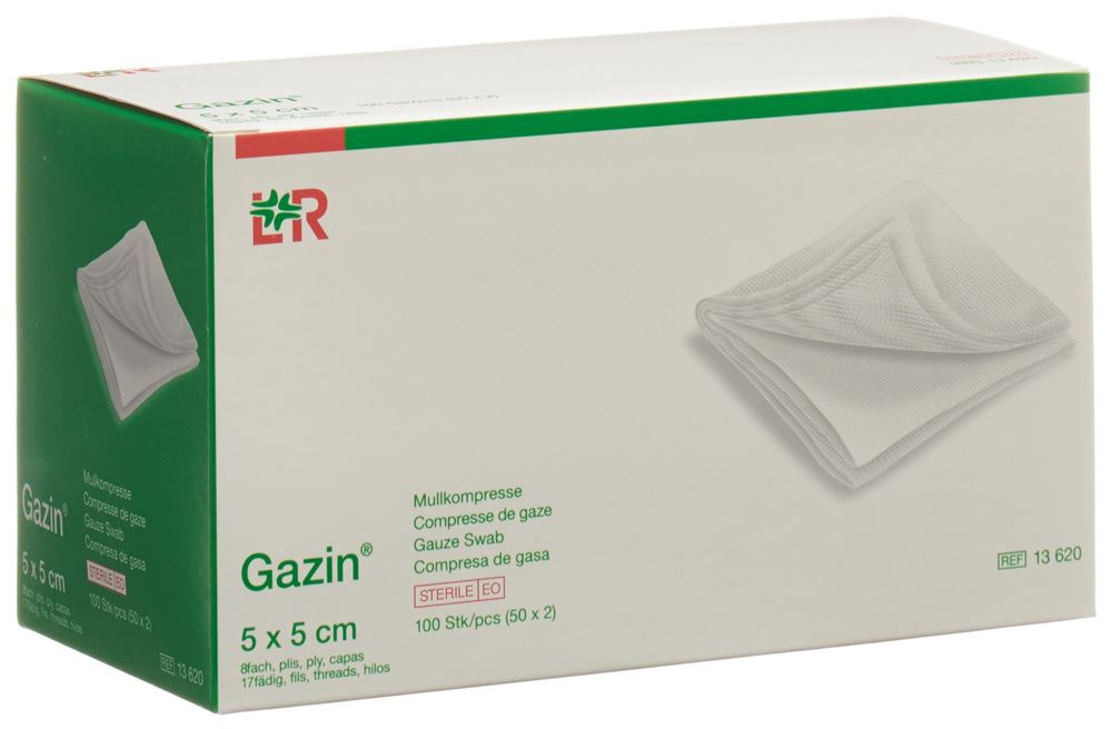 Gazin Mullkompresse 5x5cm 8fach steril 50 x 2 Stk