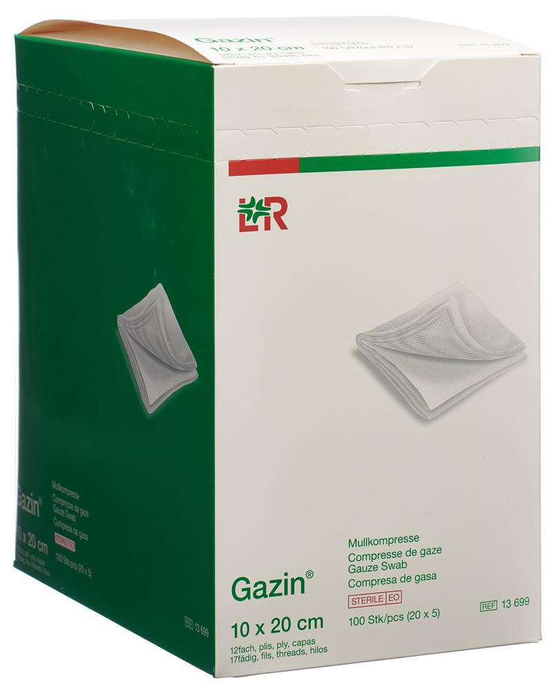 Gazin Mullkompressen 10x20cm 12-fach Set steril 20 x 5 Stk