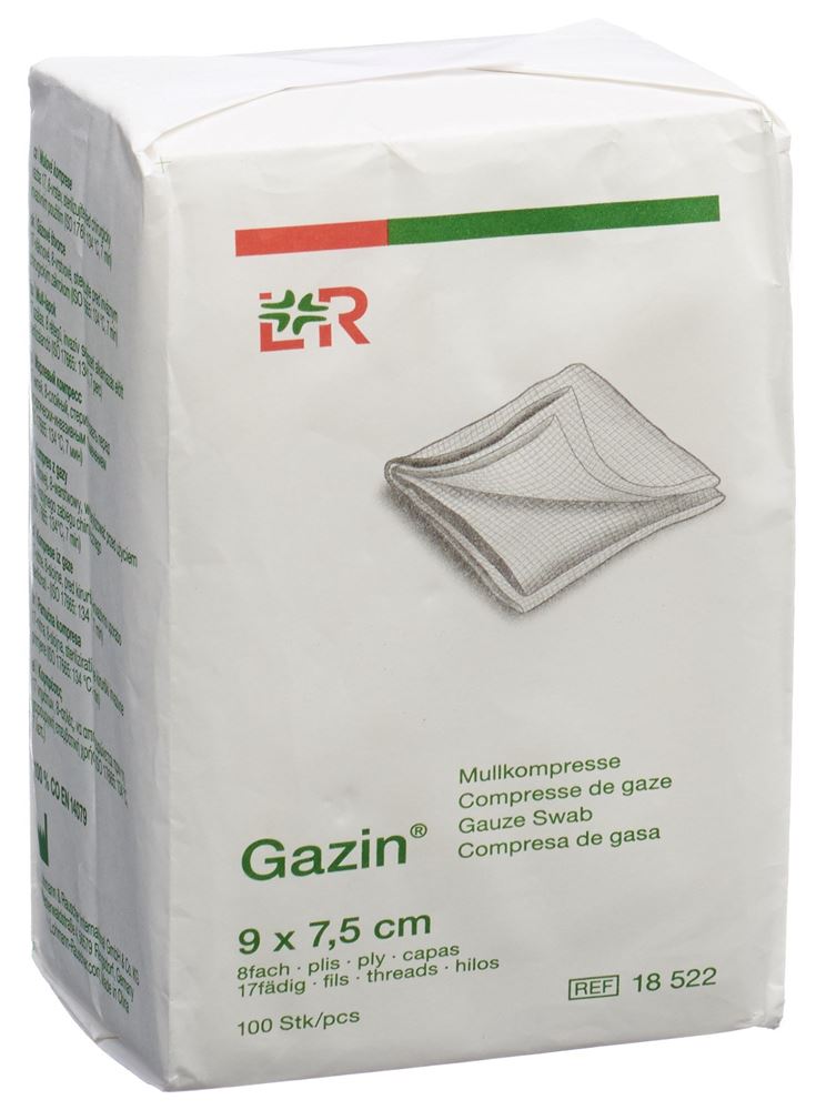 Gazin Mullkompressen 9×7.5cm 8-fach unsteril 100 Stk