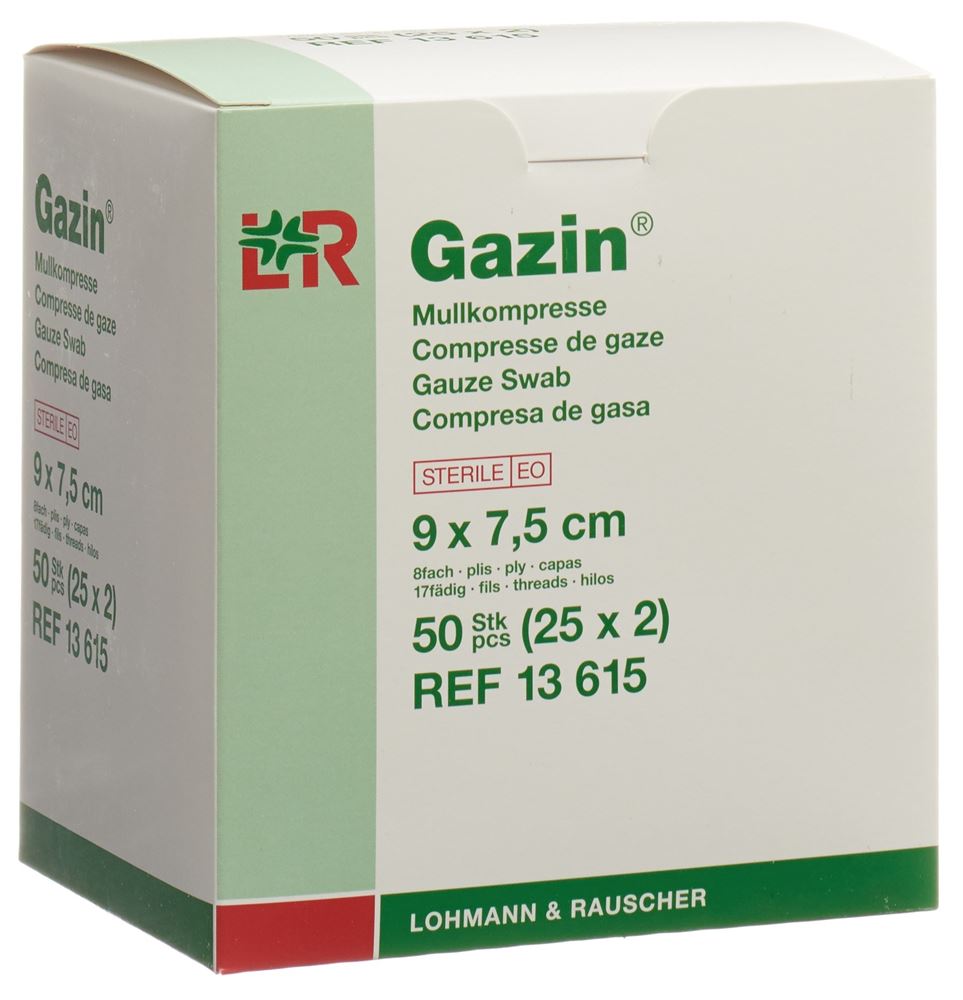 Gazin Mullkompressen Set 7.5x9cm 8fach steril 25 x 2 Stk