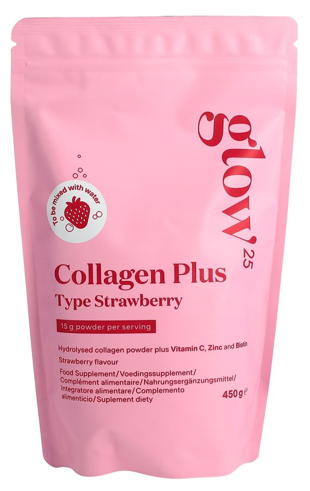 glow25 Kollagen Plus Plv Erdbeer Btl 450 g