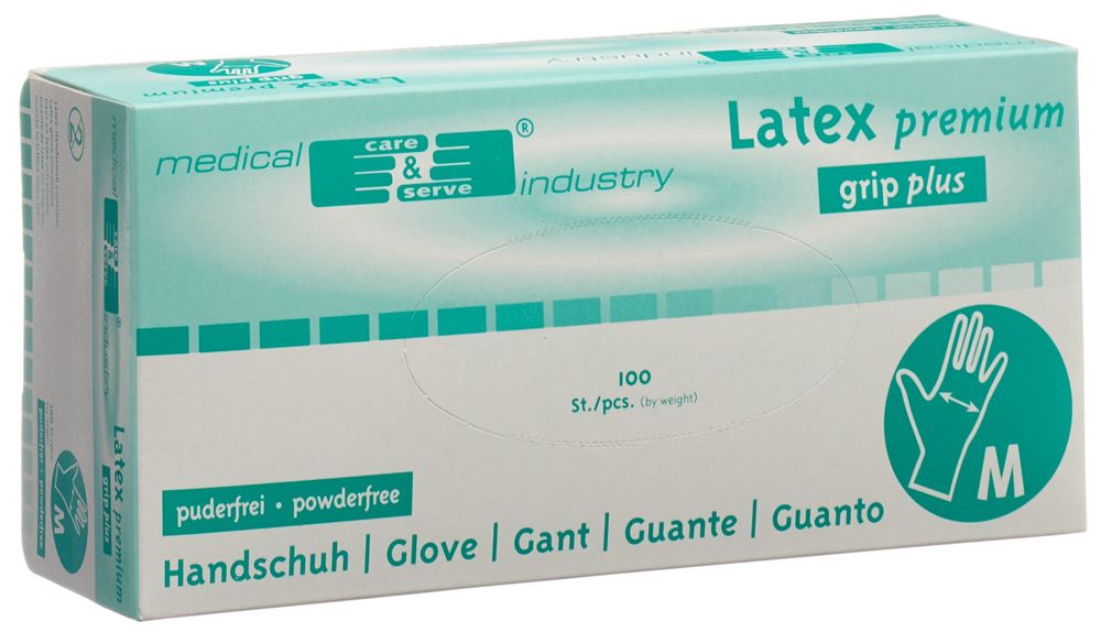 Gribi Untersuchungshandschuhe M Latex puderfrei unsteril Box 100 Stk