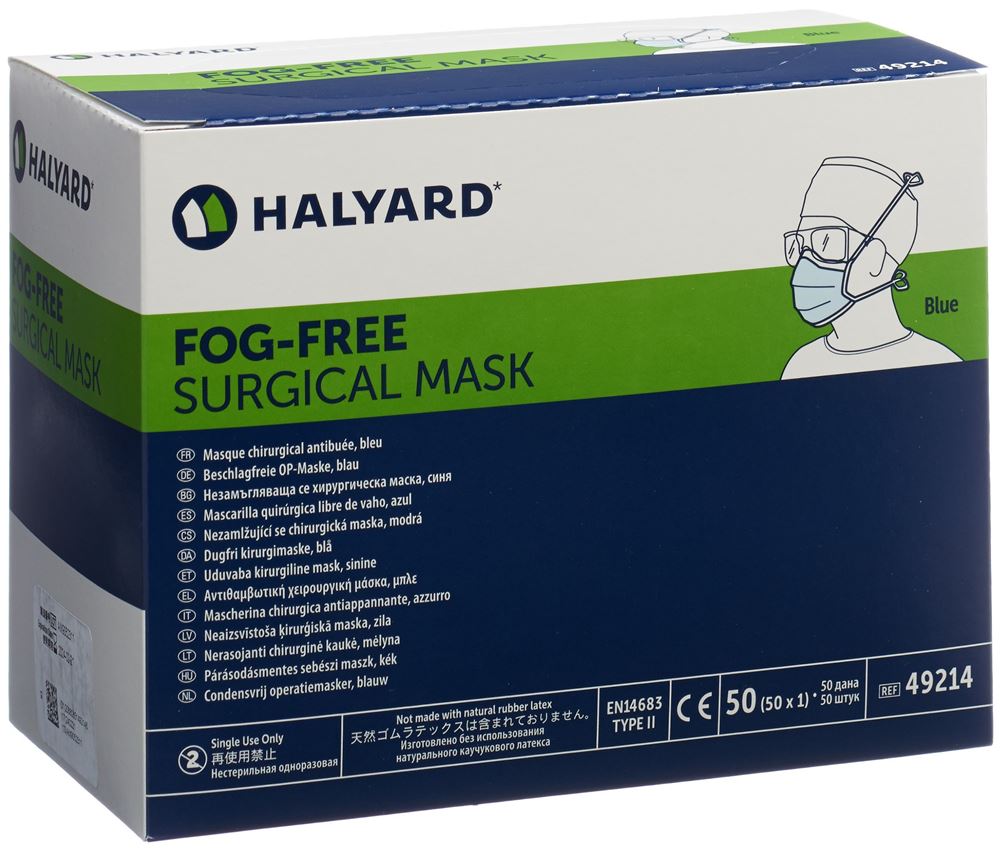 Halyard OP Maske Fog Free blau Typ II Disp 50 Stk