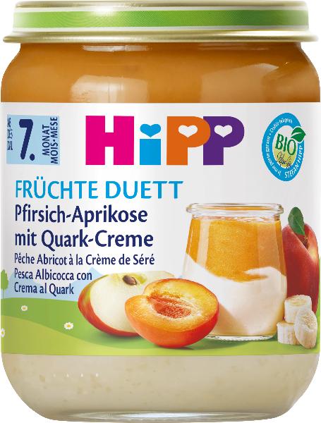 HiPP Bio Pfirsich-Aprikose mit Quarkcreme Glas 160 g