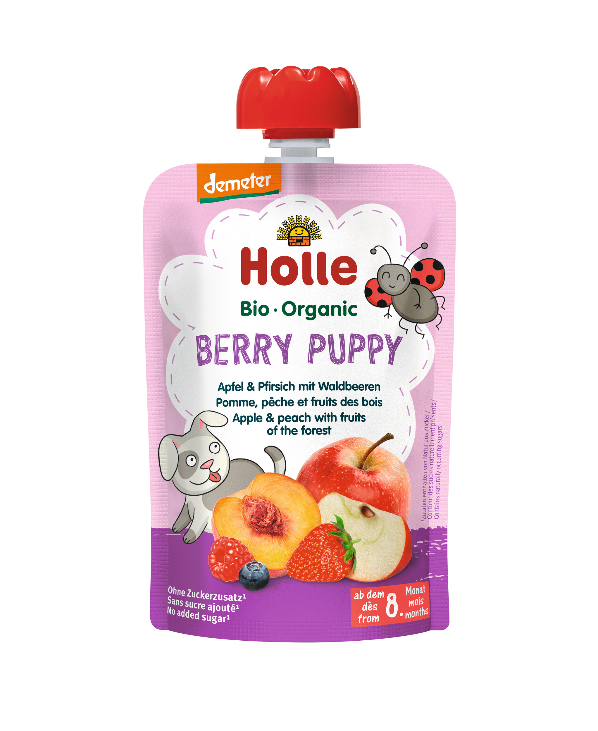 Holle Pouchy Berry Puppy Apfel & Pfirsich mit Waldbeeren 100 g