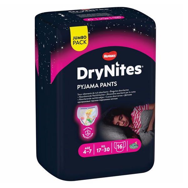 Huggies Drynites Nachtwindeln M 17-30kg Girl 4-7 Jahre 16 Stk