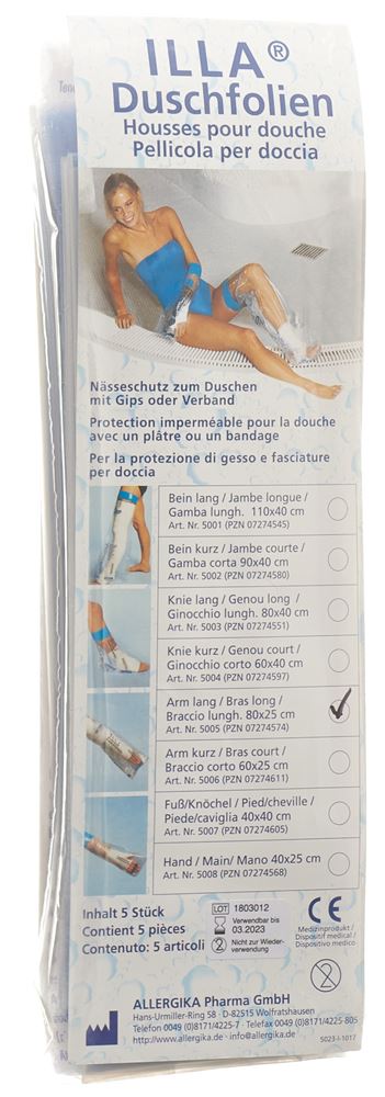Illa Dusch Schutzfolie 80X25Cm Arm Beutel 5 Stück