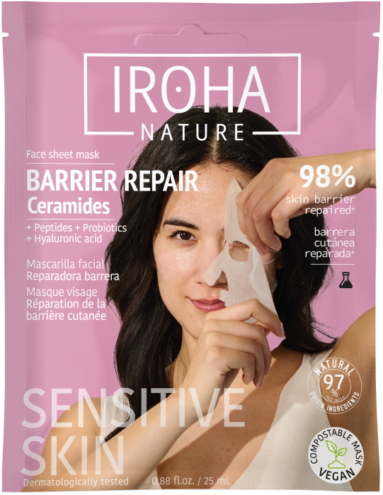 Iroha Sensitiv Skin Iroha Nature Face Sheet Mask with Ceramides + Peptides + Probiotics + Ha 20 ml