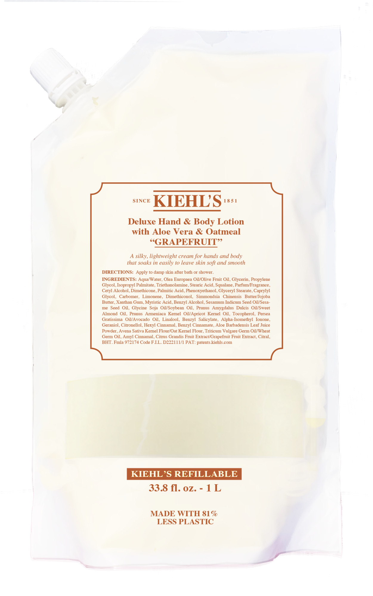 Kiehl's Hand & Body Lotion Grapefruit Refill Pouch 1000 ml