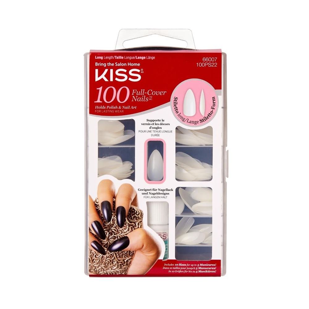 Kiss Plain nails full cover and tips Stiletto