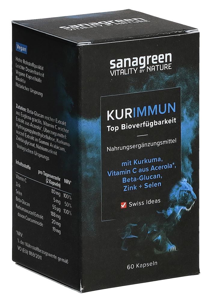 Kurimmun sanagreen mizellierter Curcuma longa Extrakt Kaps mit Betaglucan Glas 60 Stk