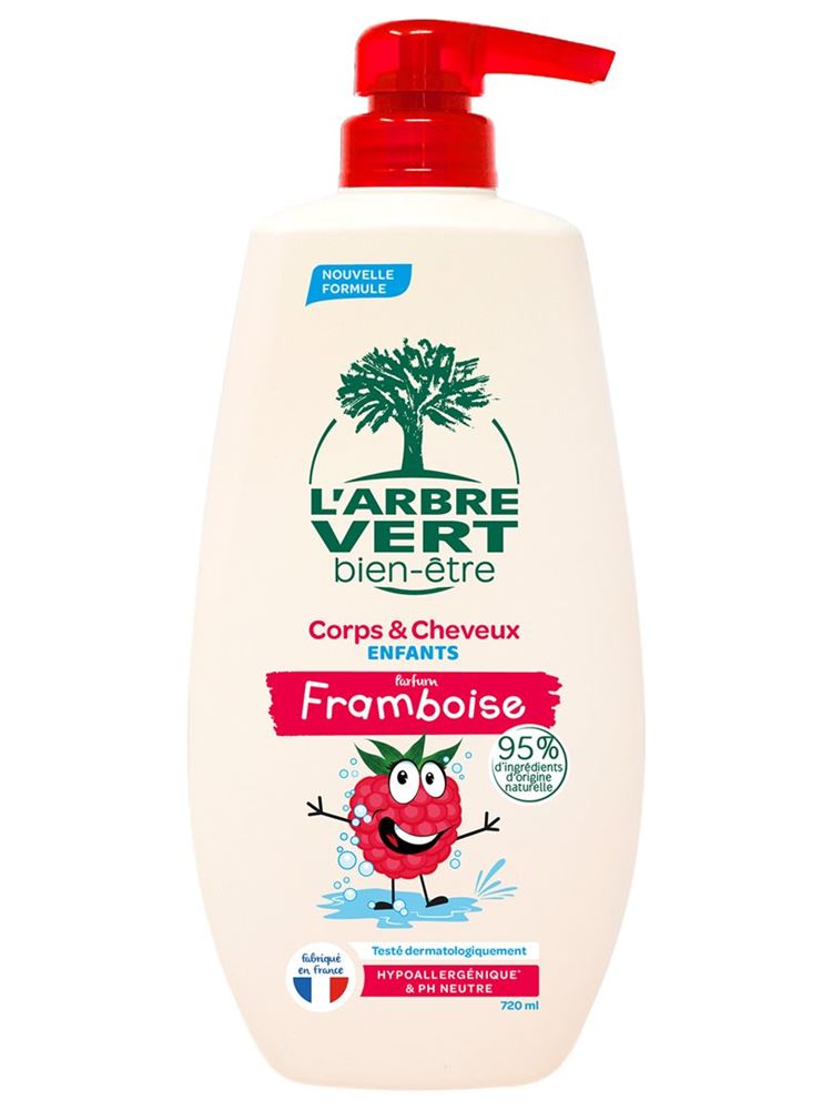 L’arbre Vert Öko Shampoo & Dusche Kinder Himbeere französisch Disp 720 ml