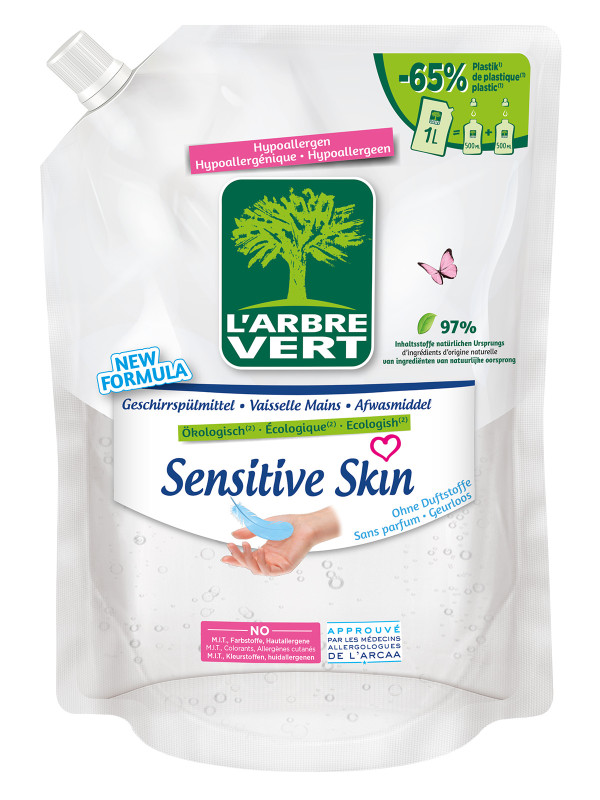 L'arbre Vert Refill Geschirrspülmittel Sensitive Skin Btl 1 lt