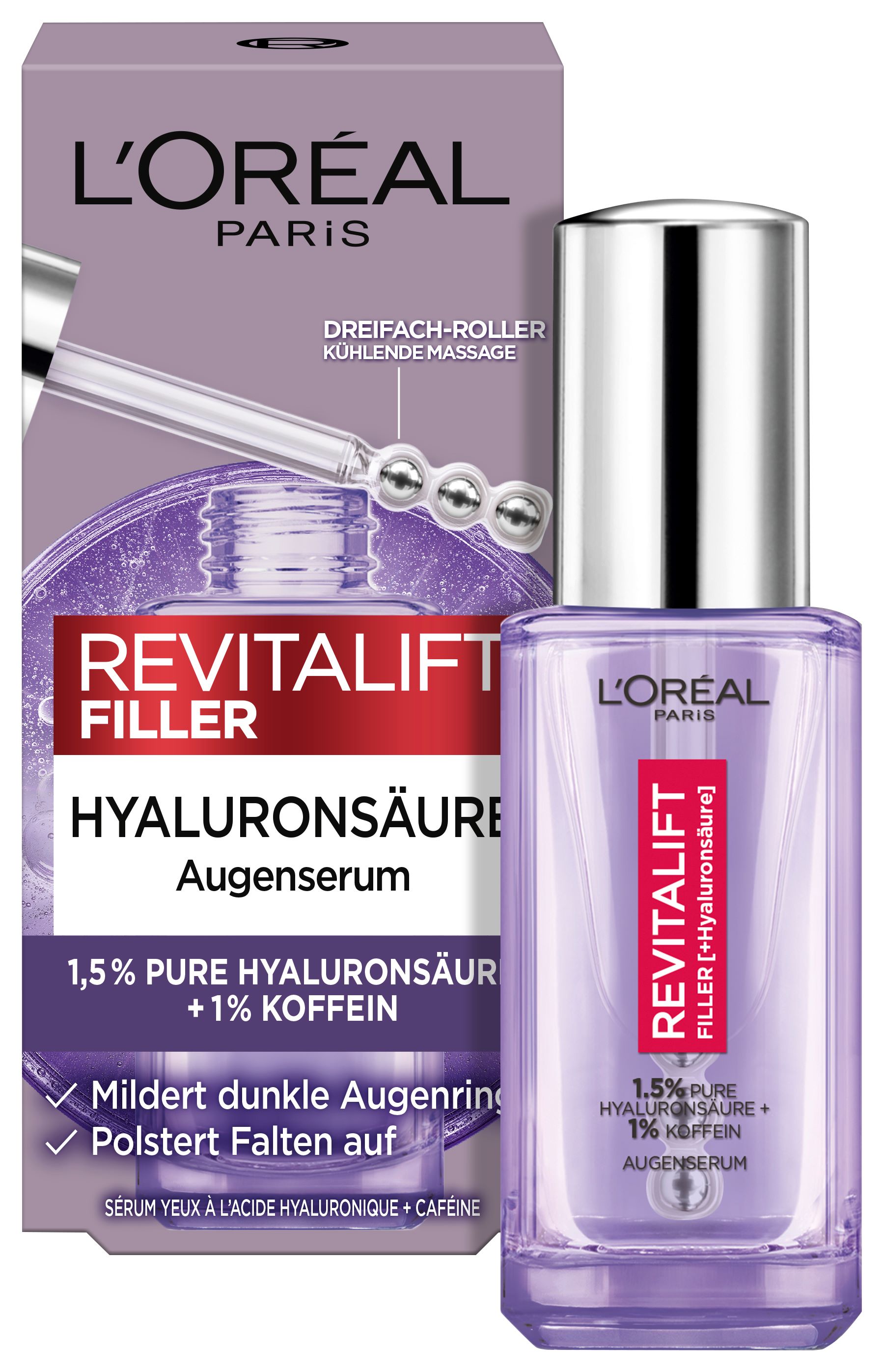 L’oreal Paris Revitalift Filler Augenserum mit 2.5% Hyaluronsäure + Koffein 20 ml
