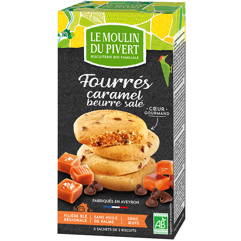 Le moulin du Pivert Cookies Fourrés Karamell Ds 175 g