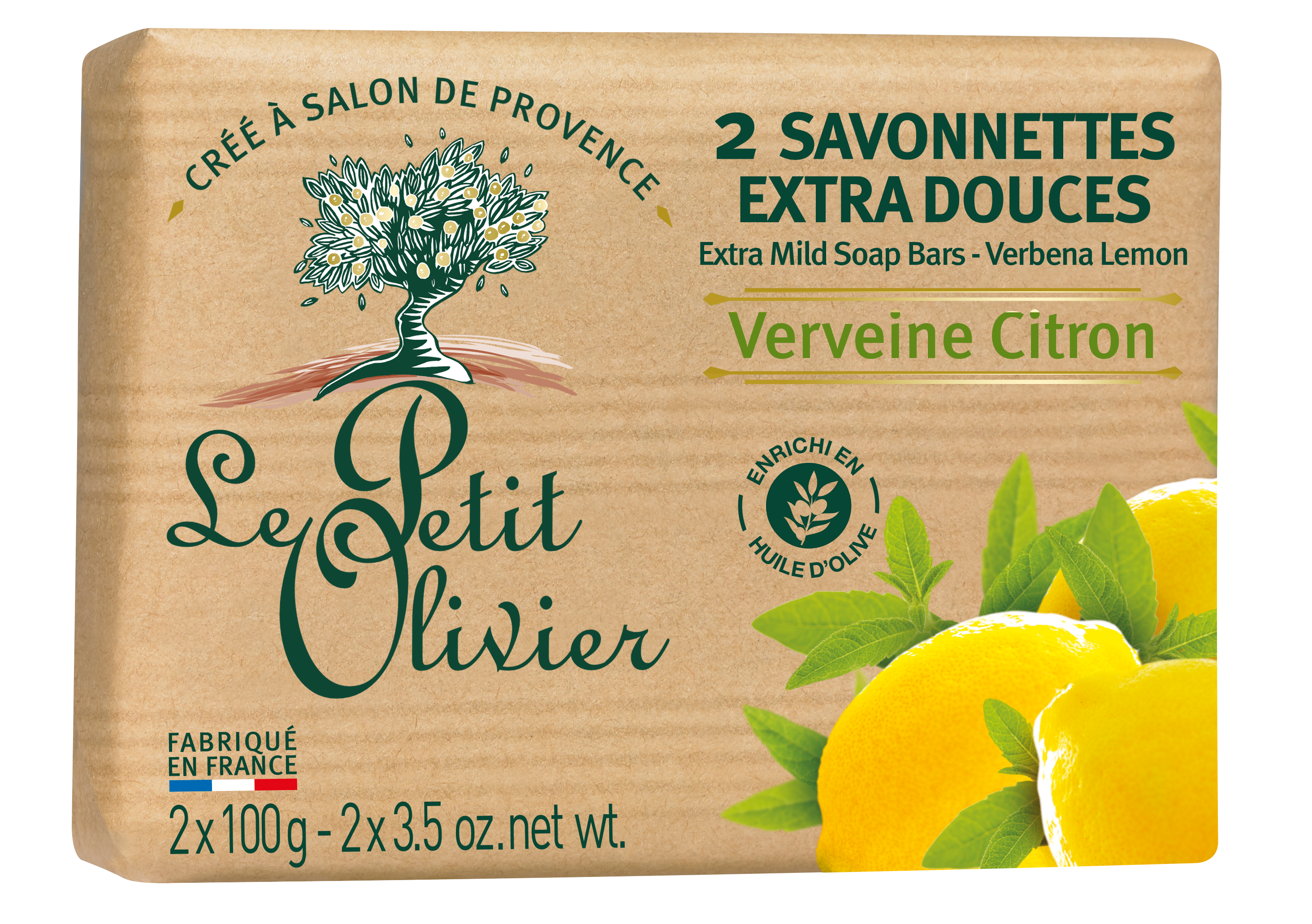 Le Petit Olivier savonnette extra douce verveine-citron 2 x 100 g