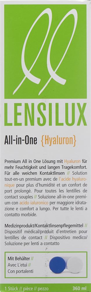 Lensilux All-in-One Hyaluron Kombilösung +Behälter Fl 360 ml