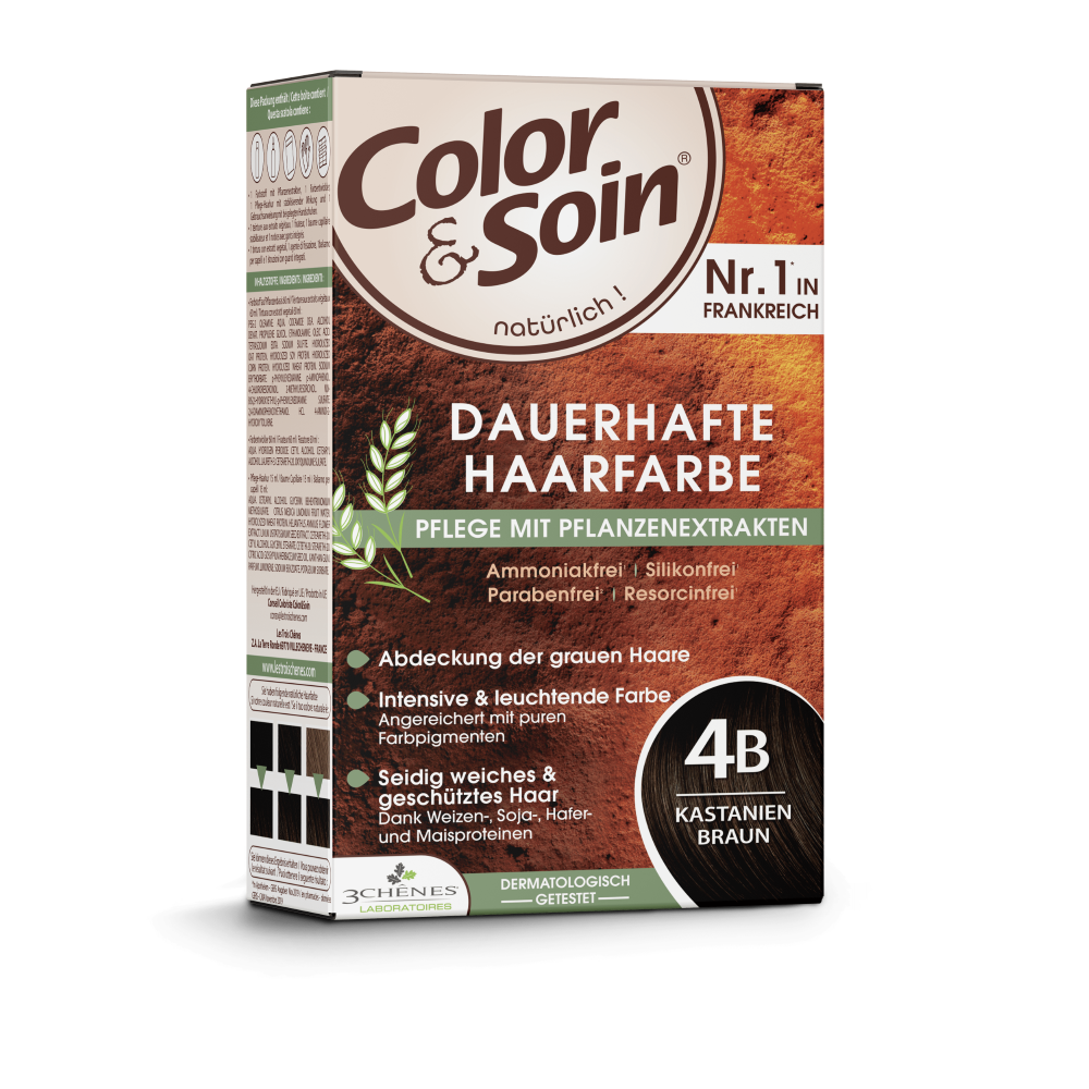 Les Trois Chênes Color & Soin Coloration 4B châtain brownie Fl 135 ml